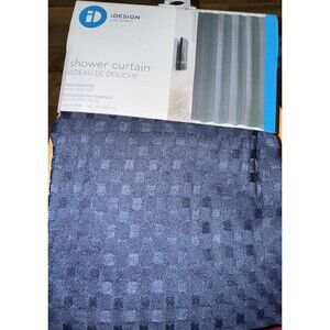 iDesign Shower Curtain Standard Blue Waffle Design 72” X72” Tone On Tone Design